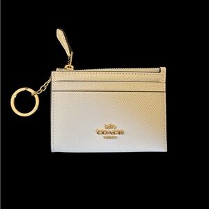 NWT Coach Chalk Leather ID Card Holder Wallet w/ Zip Pocket